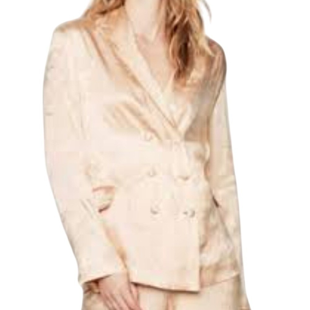 Victoria's Secret Satin Floral Robe Blazer Jacket Peach Size M classy career